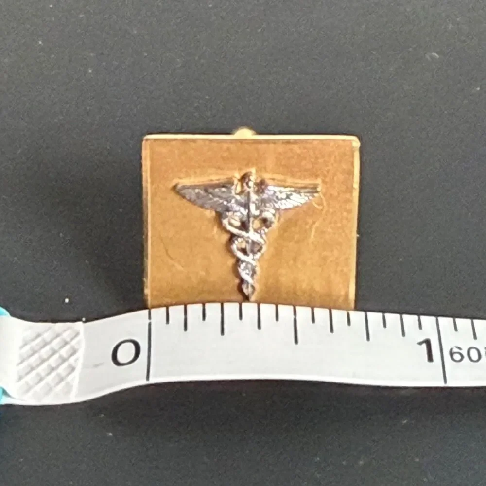 Vintage 1/20 14K Gold Filled Cufflinks Caduceus Medical Doctor Silver Tone